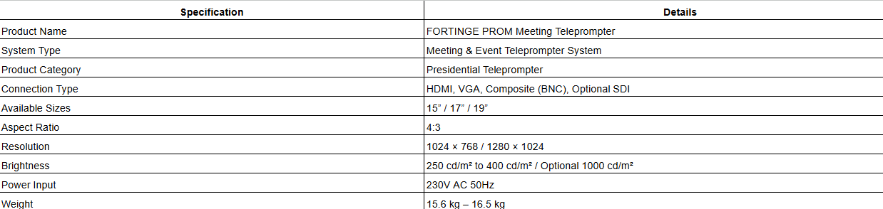 FORTINGE PROM Meeting Teleprompter