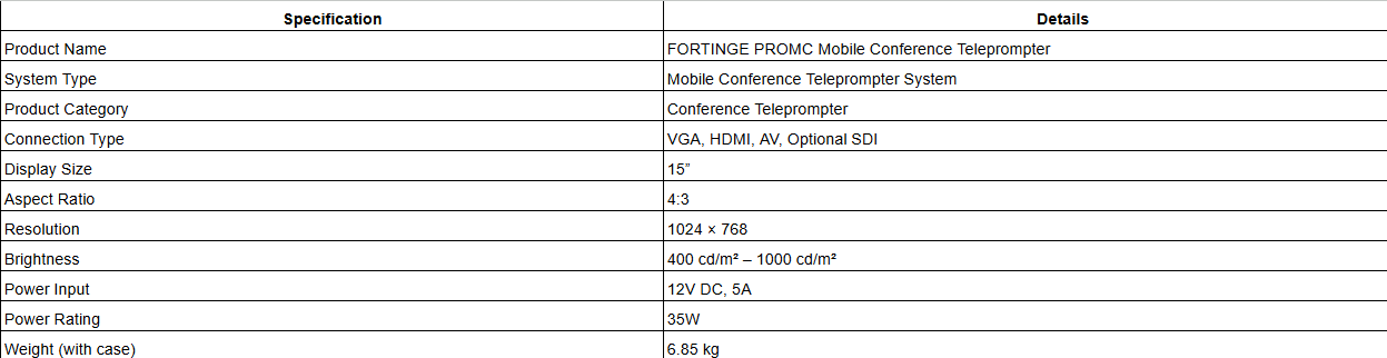 FORTINGE PROMC Mobile Conference Teleprompter
