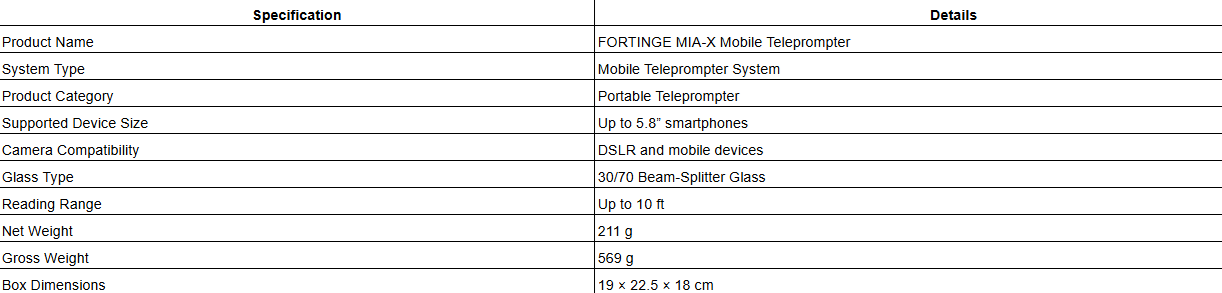 FORTINGE MIA-X Mobile Teleprompter