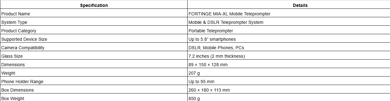 FORTINGE MIA-XL Mobile Teleprompter