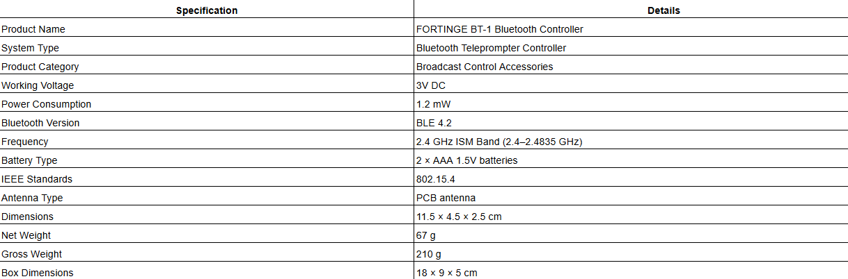 FORTINGE BT-1 Bluetooth Controller