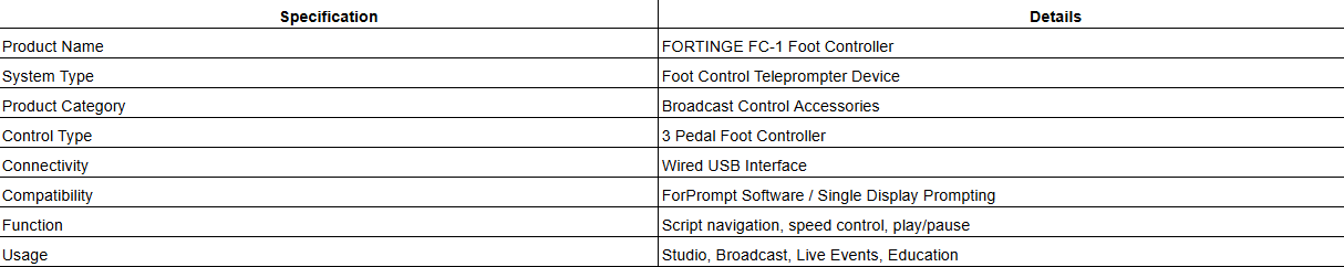 FORTINGE FC-1 Foot Controller