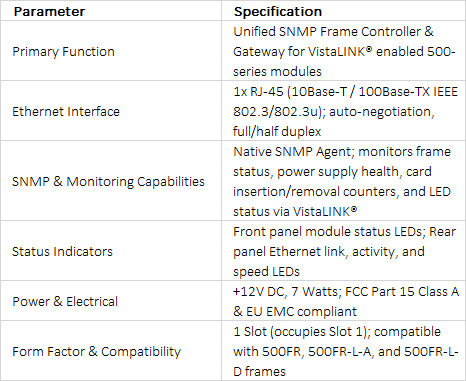 Evertz 500FC VistaLINK Frame Controller | SNMP Ethernet Network Manager Card