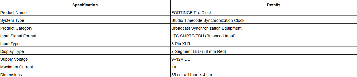FORTINGE Pro Clock