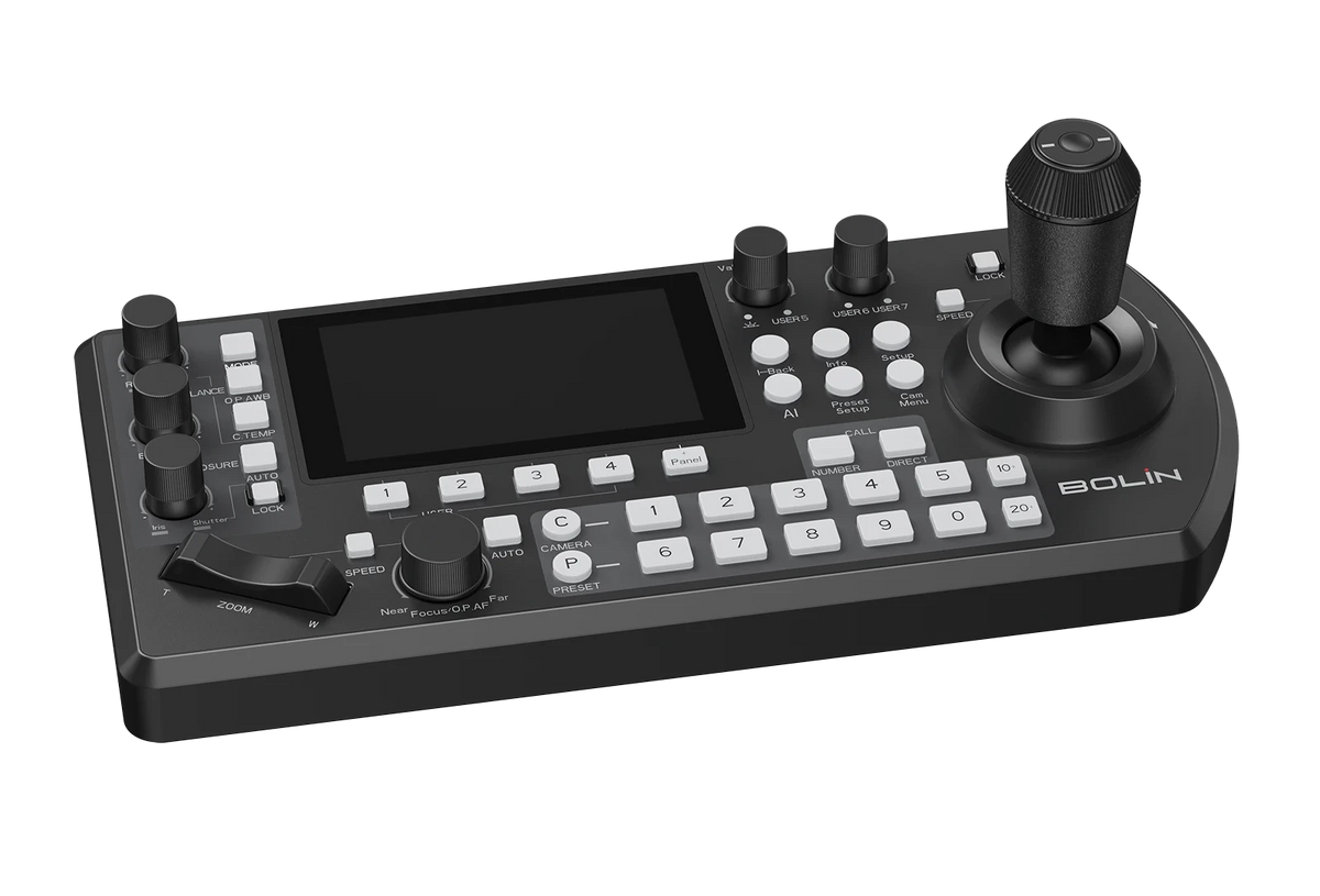 Bolin KBD Plus Advanced PTZ Production Controller with 4-Inch Touchscreen & Built-In 4-Channel IP Video Decoder