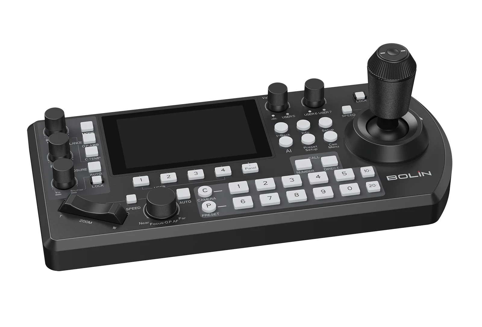 Bolin KBD Plus Advanced PTZ Production Controller with 4-Inch Touchscreen & Built-In 4-Channel IP Video Decoder