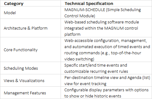 Evertz MAGNUM-SCHEDULE Simple Scheduling Control Software Module