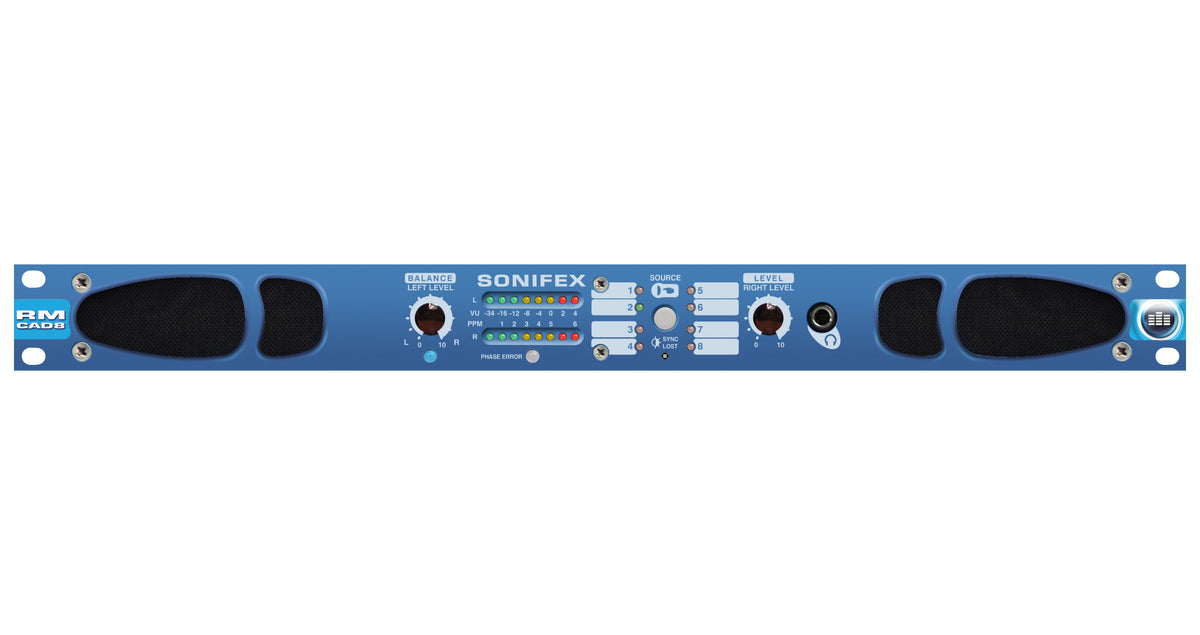 RM-CAD8 Confidence Monitor | 1U Rack-Mount 8-Stereo Channel Analog & Digital Monitoring System