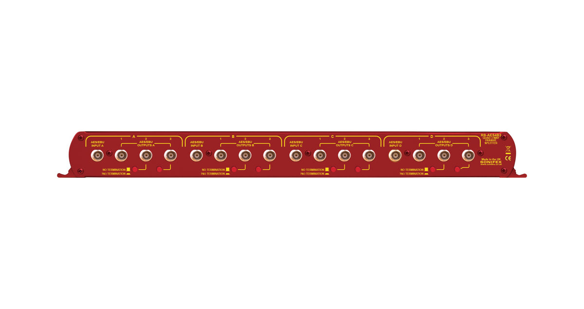 RB-AES4B3 Quad 3-Way Passive AES-3id Splitter | 4x12 BNC Digital Audio Distribution