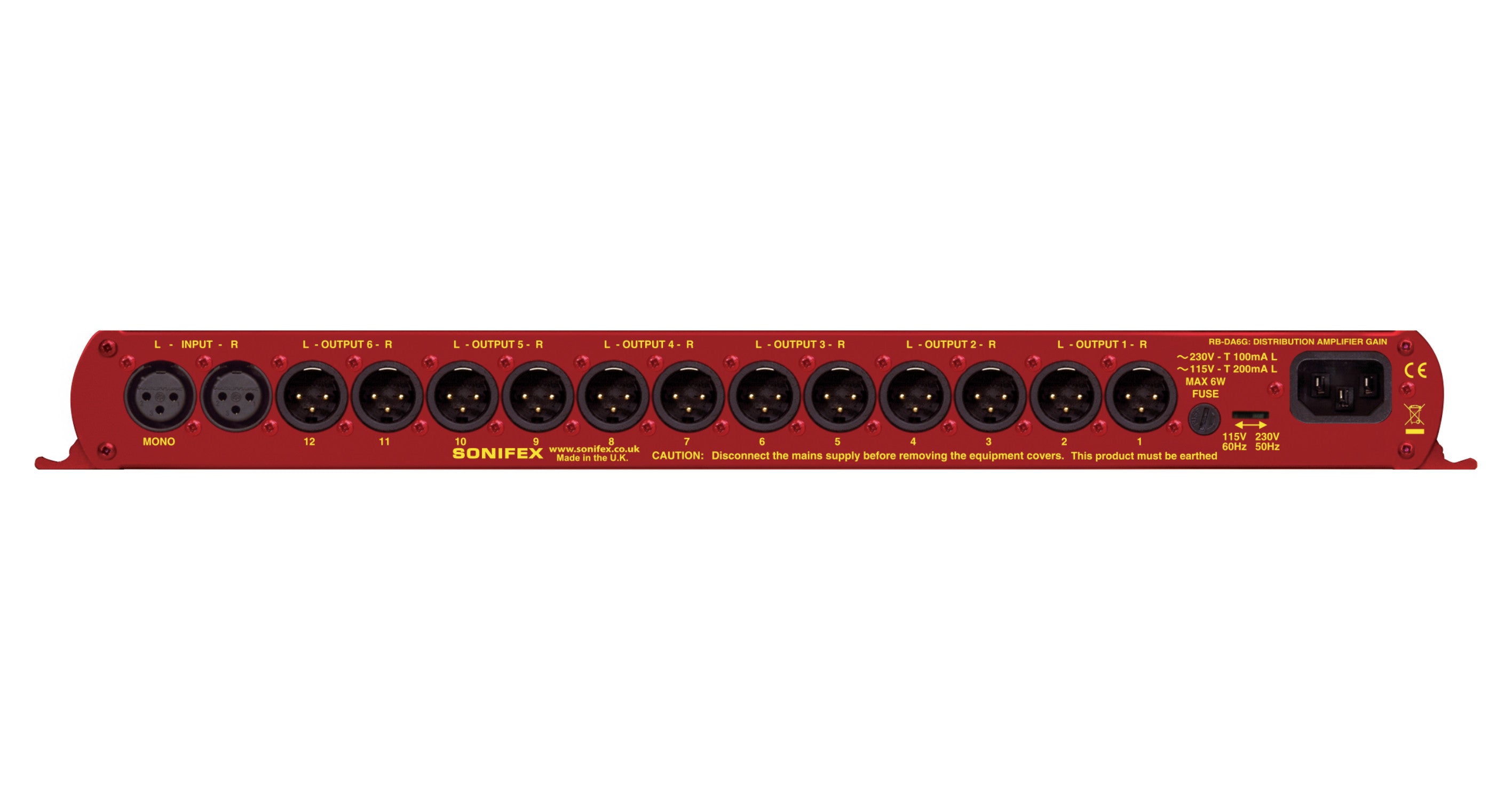 RB-DA6G 6-Way Stereo Distribution Amplifier | Individual Output Gain Control