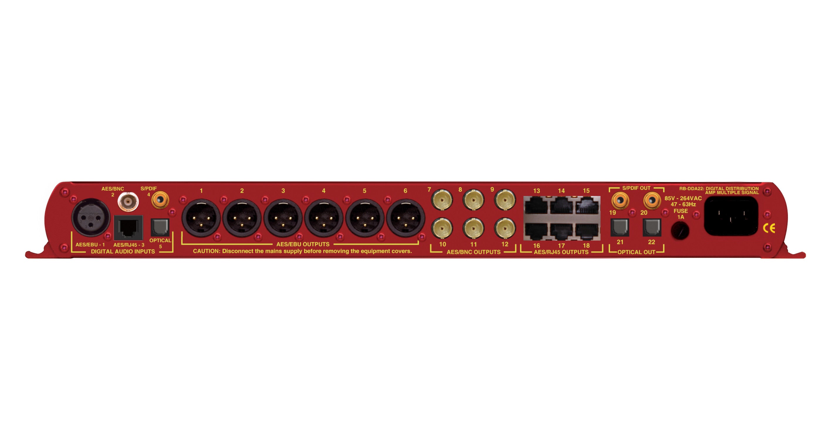 RB-DDA22 Digital Audio Distribution Amplifier | 1-to-22 Multi-Format Routing | StudioHub+™ Compatible
