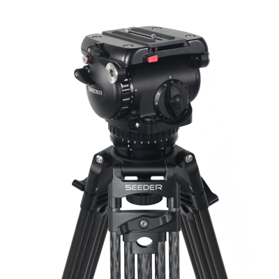 S180C2 Carbon Fiber Tripod System | SEEDER 100mm Bowl Lightweight 18kg Heavy-Duty Studio Broadcast Camera Tripod