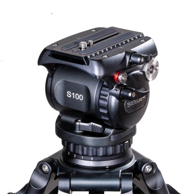 S100C4 Carbon Fiber Tripod System | Professional 100mm Fluid Head Low-Position 12kg ENG Camera Tripod