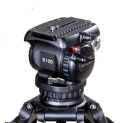 S100C4 Carbon Fiber Tripod System | Professional 100mm Fluid Head Low-Position 12kg ENG Camera Tripod