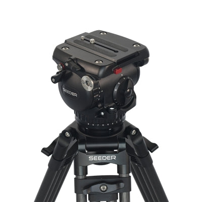 S350A Aluminum Tripod System | SEEDER 100mm Bowl 35kg Heavy-Duty Studio Broadcast TV Camera Tripod