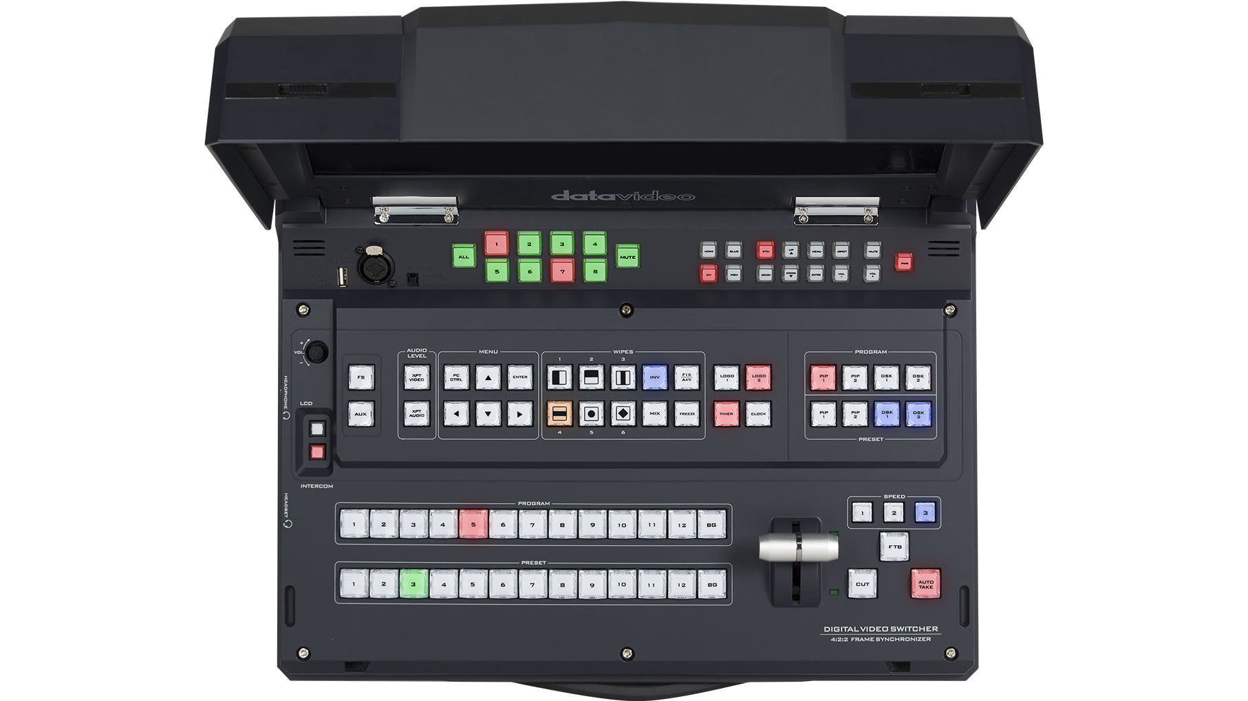 Datavideo HS-2850-12 | 12-Channel HD/SD Portable Video Studio | Integrated Intercom & Monitor