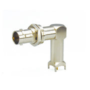Canare BCJ Hex-Nut PCB-Mount 75-Ohm BNC Receptacle Series | Bulkhead Panel-Stabilized Right Angle & Straight Board Connectors | 12G-SDI / 3G-SDI Broadcast Equipment Interface