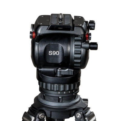 S90C4 Carbon Fiber Tripod System | Professional 75mm Fluid Head Low-Position 8kg ENG Camera Tripod