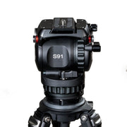 S91C4 Carbon Fiber Tripod System | Professional 75mm Fluid Head Low-Position 10kg ENG Camera Tripod