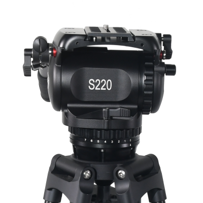 S220A Aluminum Tripod System | Professional 100mm Bowl 22kg Heavy-Duty Studio Broadcast Camera Tripod