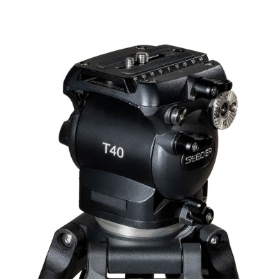 T40C4 Carbon Fiber Tripod System | Professional 75mm Fluid Head Low-Position 5kg Broadcast Camera Tripod
