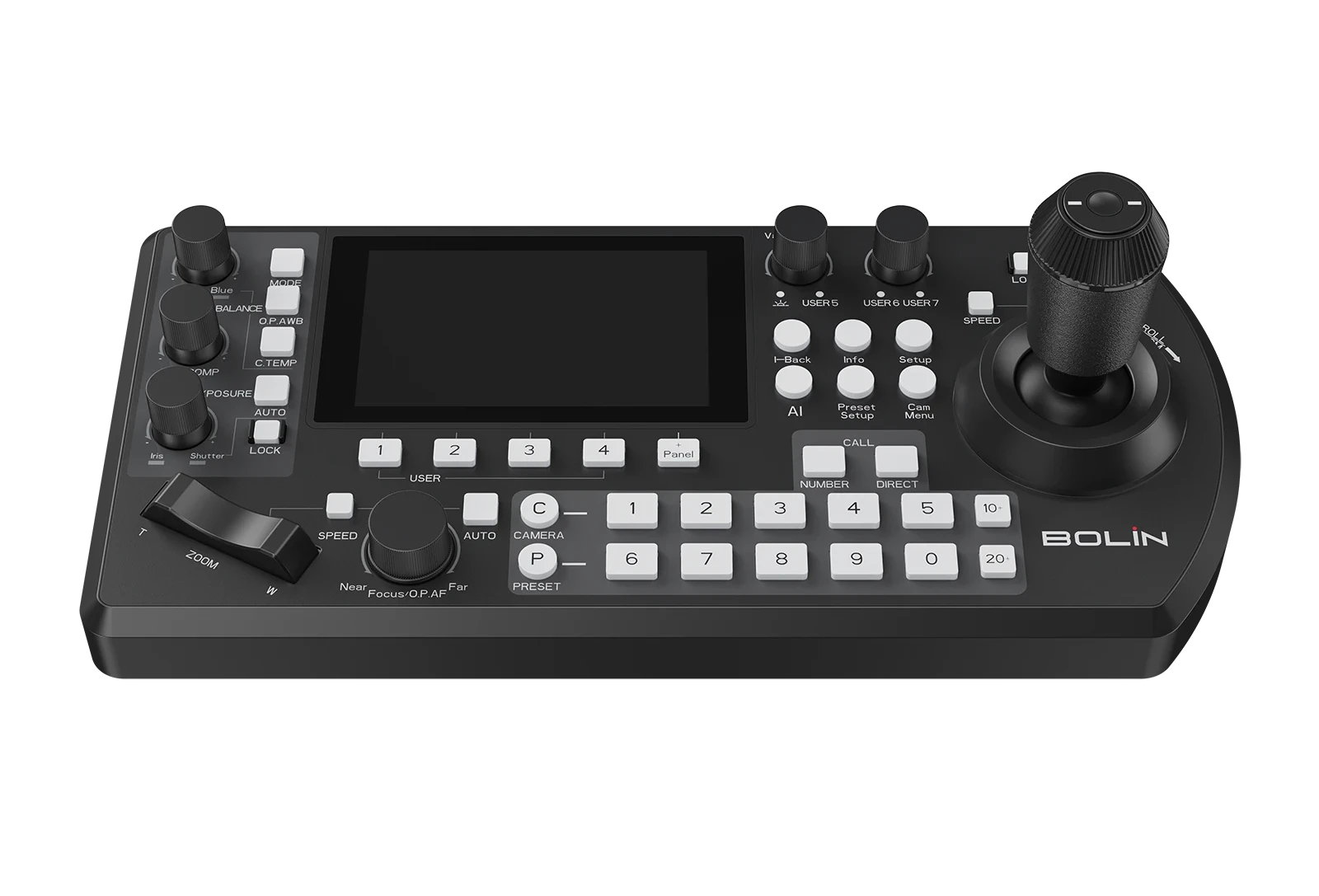 Bolin KBD Plus Advanced PTZ Production Controller with 4-Inch Touchscreen & Built-In 4-Channel IP Video Decoder