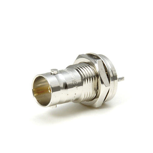 Canare BCJ Hex-Nut PCB-Mount 75-Ohm BNC Receptacle Series | Bulkhead Panel-Stabilized Right Angle & Straight Board Connectors | 12G-SDI / 3G-SDI Broadcast Equipment Interface