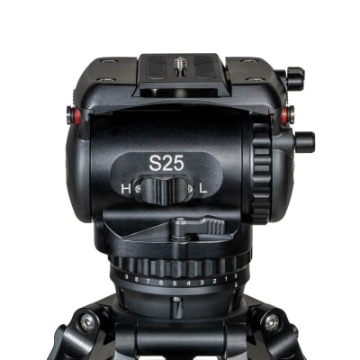 S25A Aluminum Tripod System | Professional 100mm Fluid Head Heavy Duty 25kg Studio Camera Tripod