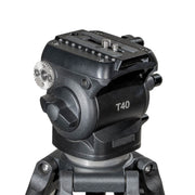 T40C4 Carbon Fiber Tripod System | Professional 75mm Fluid Head Low-Position 5kg Broadcast Camera Tripod