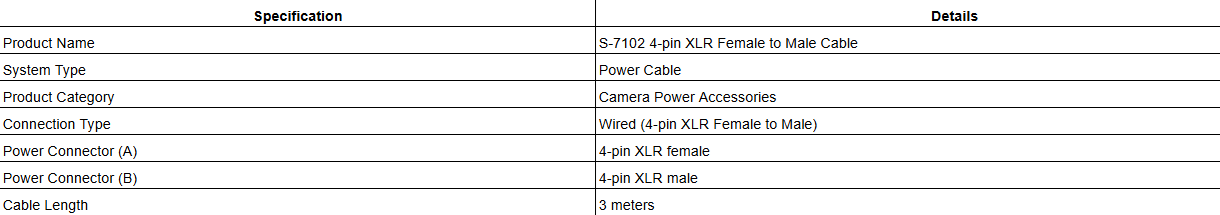 S-7102 4-pin XLR Female to Male Cable