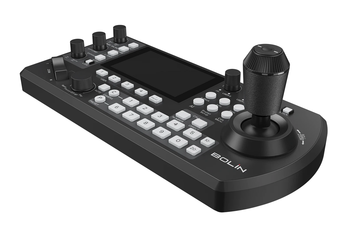 Bolin KBD Plus Advanced PTZ Production Controller with 4-Inch Touchscreen & Built-In 4-Channel IP Video Decoder