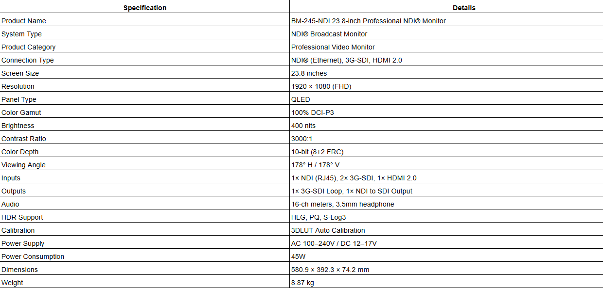 BM-245-NDI 23.8-inch Professional NDI® Monitor