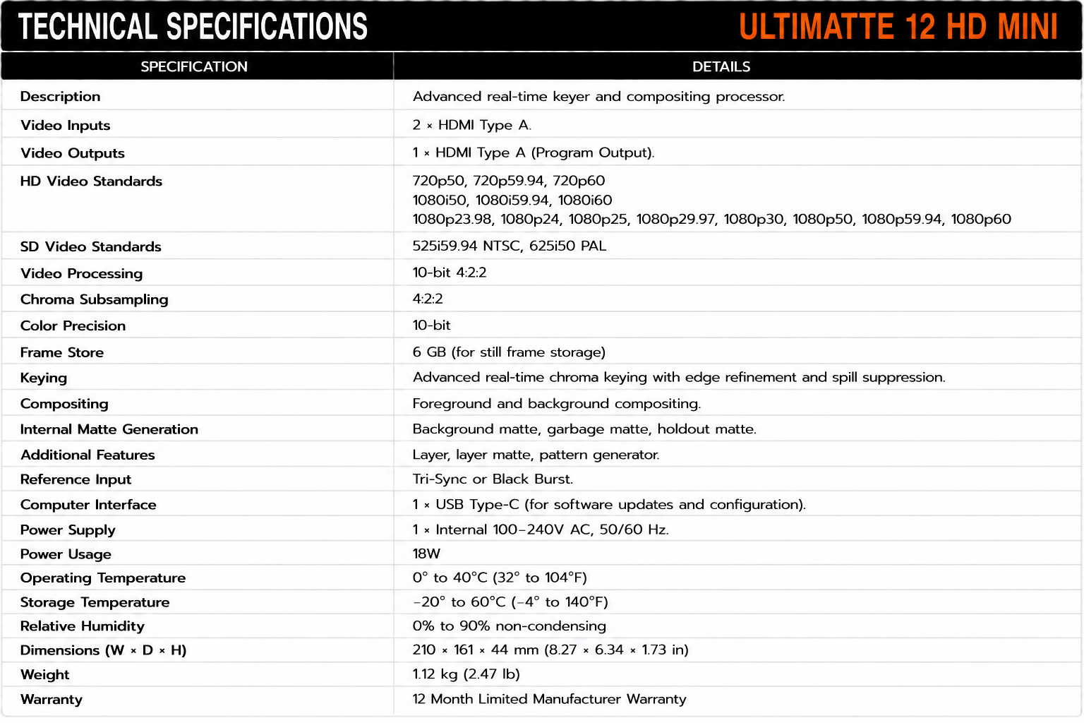Blackmagic Design Ultimatte 12 HD Mini Keyer