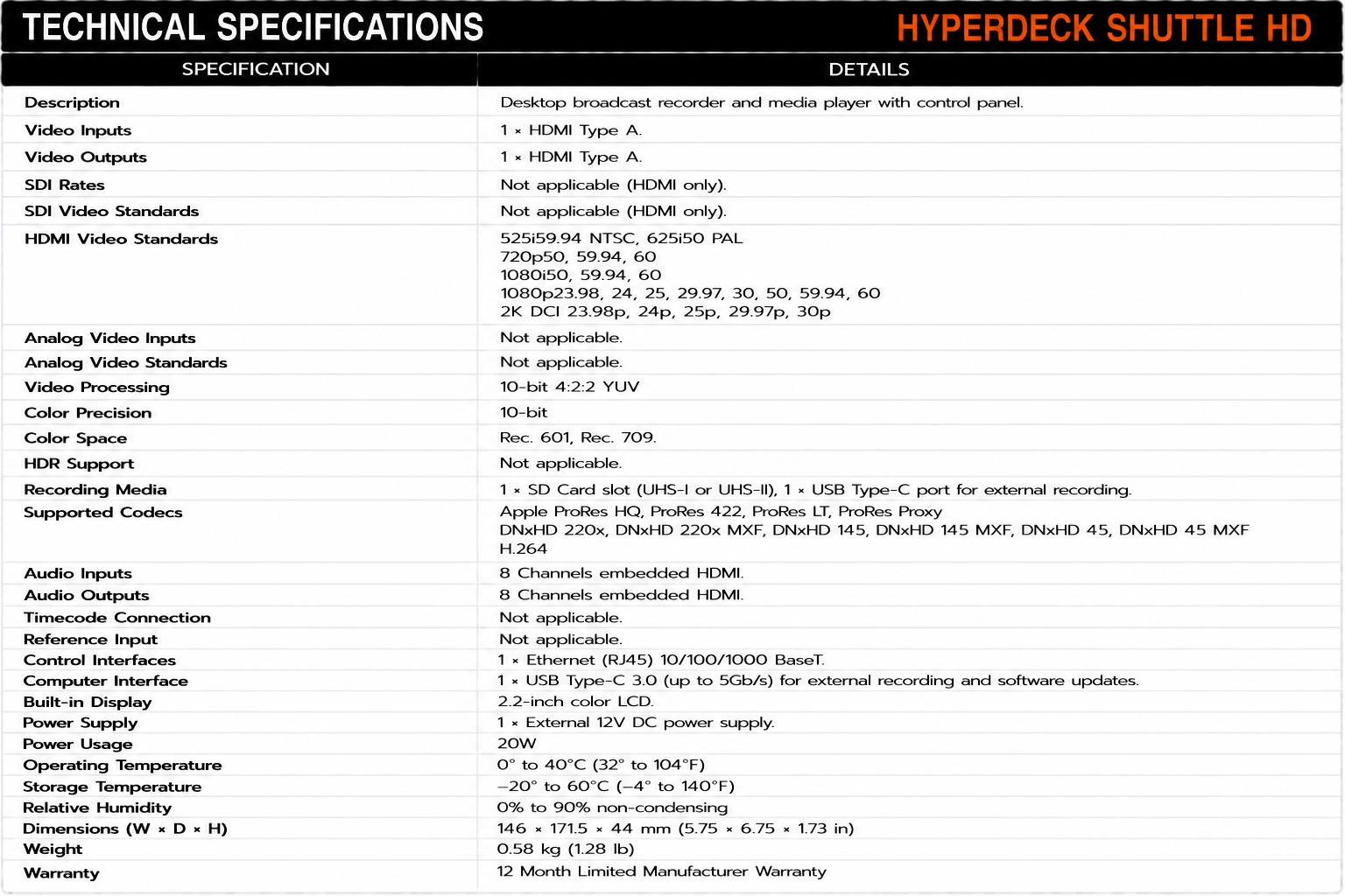 Blackmagic Design HyperDeck Shuttle HD