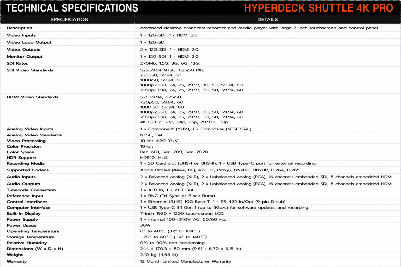 Blackmagic Design HyperDeck Shuttle 4K Pro