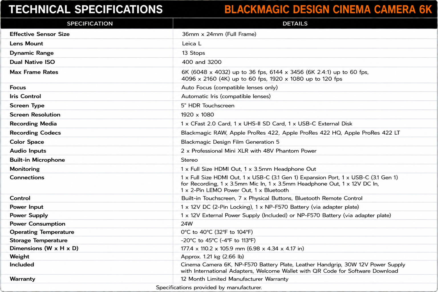 Blackmagic Design Cinema Camera 6K