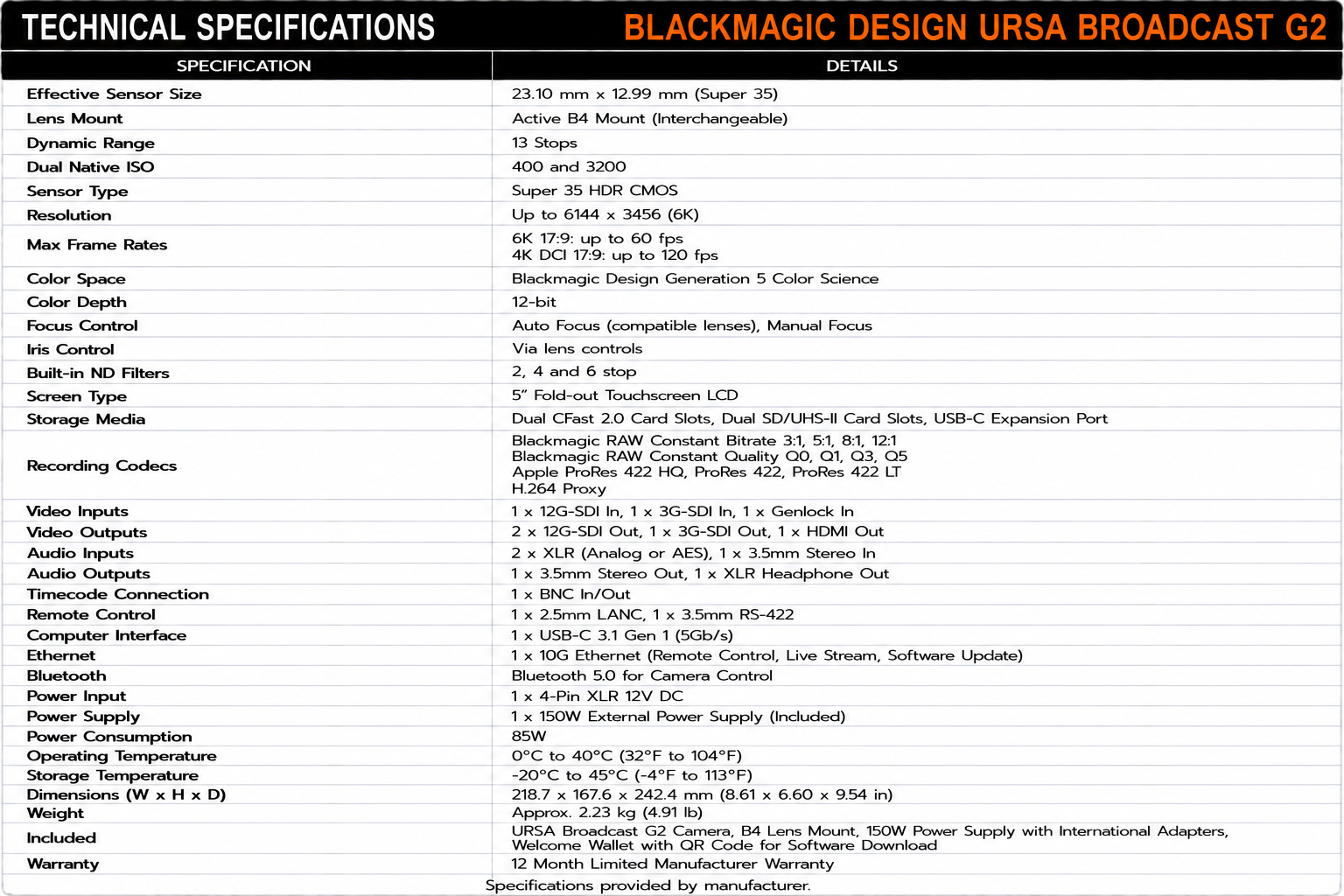 Blackmagic Design URSA Broadcast G2