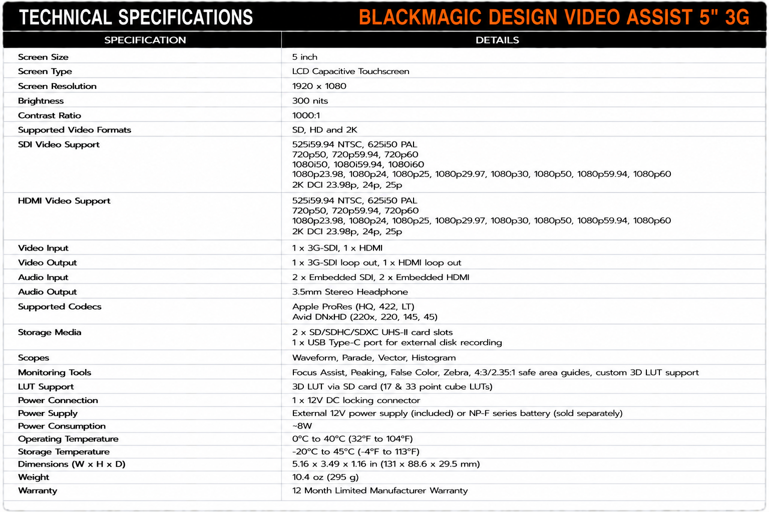 Blackmagic Design Video Assist 5" 3G