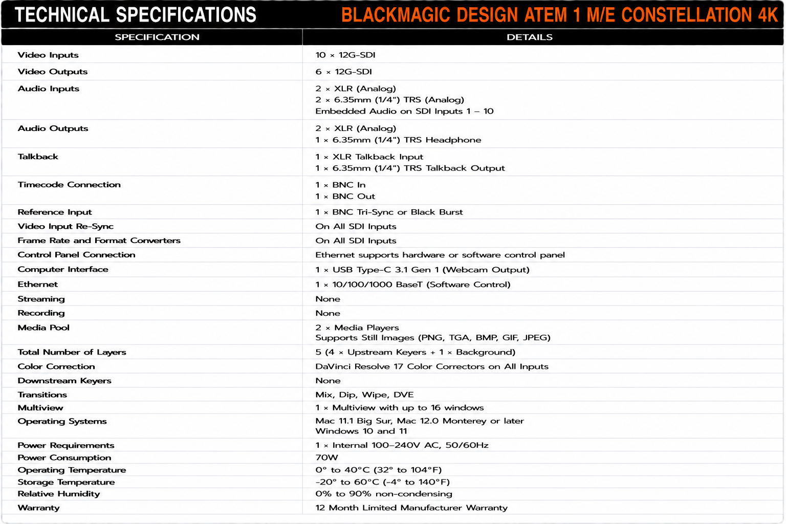 Blackmagic Design ATEM 1 M/E Constellation 4K