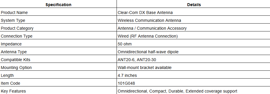 Clear-Com DX Base Antenna