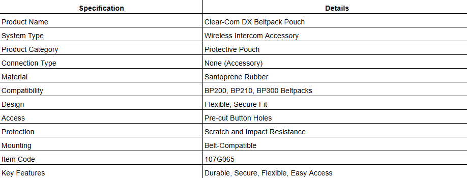 Clear-Com DX Beltpack Pouch