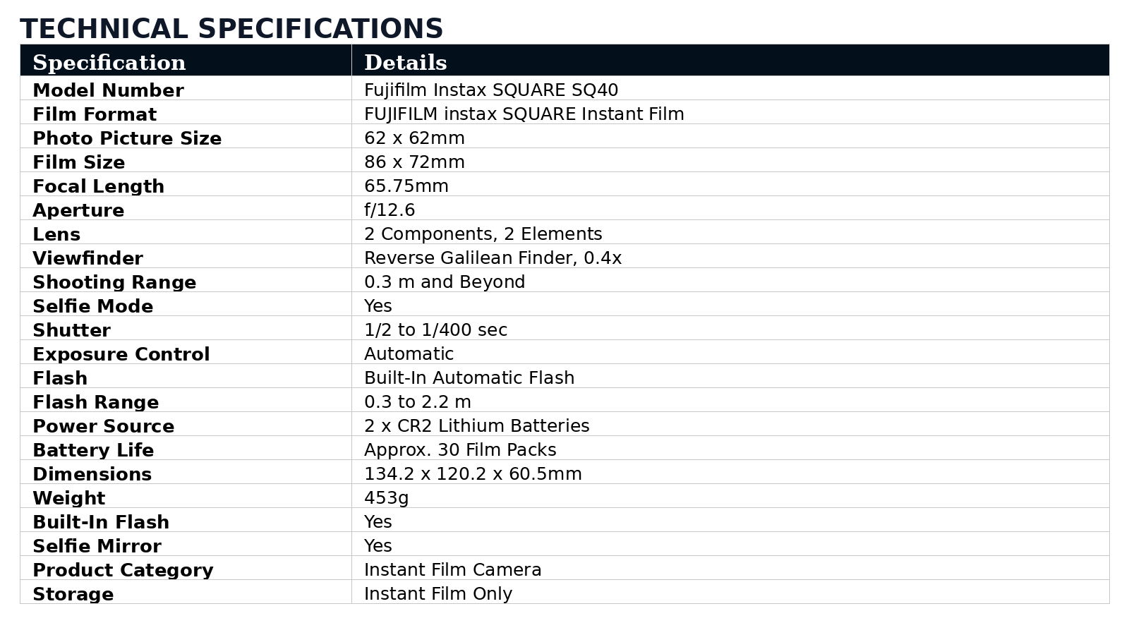 Fujifilm Instax SQ40 Instant Camera