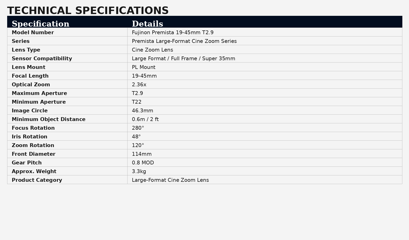 Fujinon Premista 19-45mm T2.9 Cine Zoom Lens