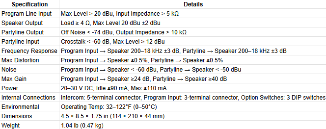 Clear-Com KB-701 Single-Channel Remote Speaker Station | Half-Duplex Talk & Listen Partyline