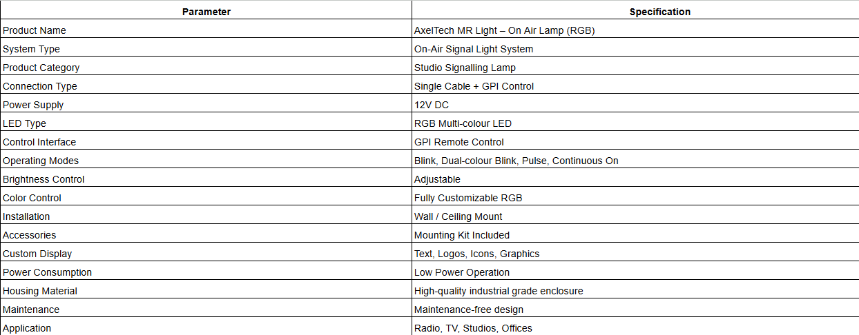 AxelTech MR Light – On Air Lamp (RGB)