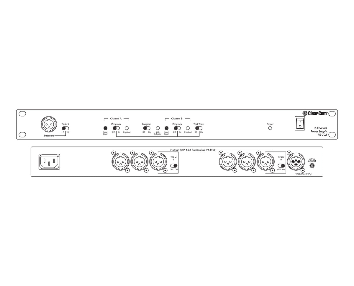 Clear-Com PS-702 Two-Channel Analog Partyline Intercom Power Supply