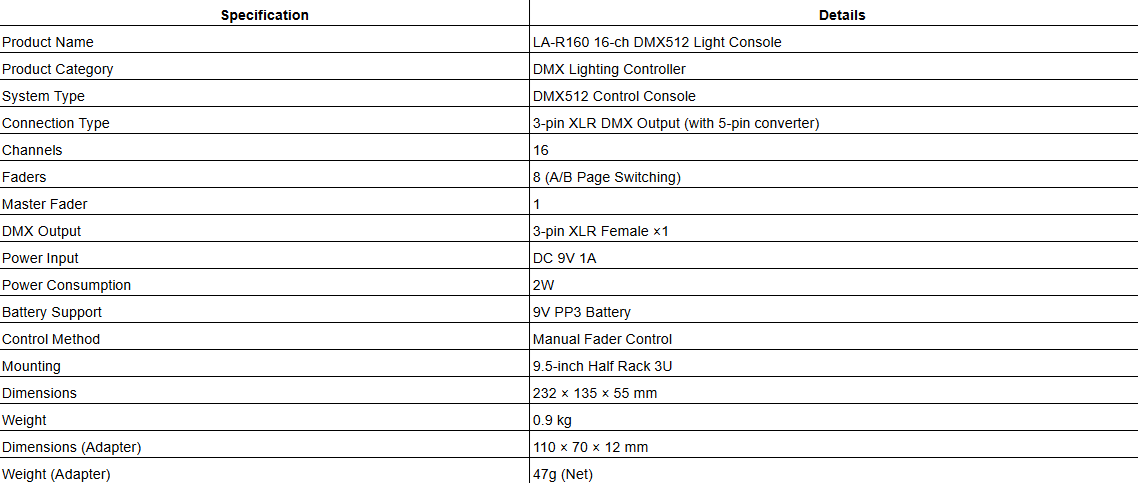 LA-R160 16-ch DMX512 Light Console