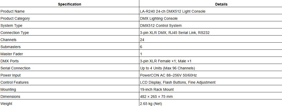 LA-R240 24-ch DMX512 Light Console