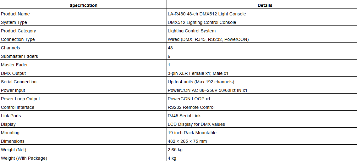 LA-R480 48-ch DMX512 Light Console