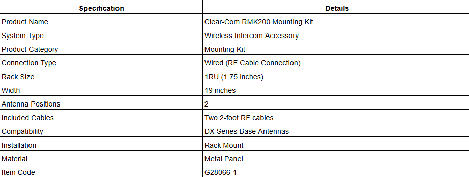 Clear-Com RMK200 Mounting Kit